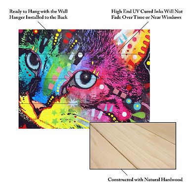 Trademark Fine Art 'Thinking Cat Crowned' Wood Slat Art