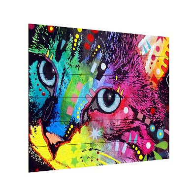 Trademark Fine Art 'Thinking Cat Crowned' Wood Slat Art