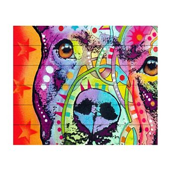 Trademark Fine Art 'Thoughtful Pitbull' Wood Slat Art