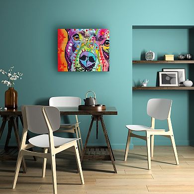Trademark Fine Art 'Thoughtful Pitbull' Wood Slat Art