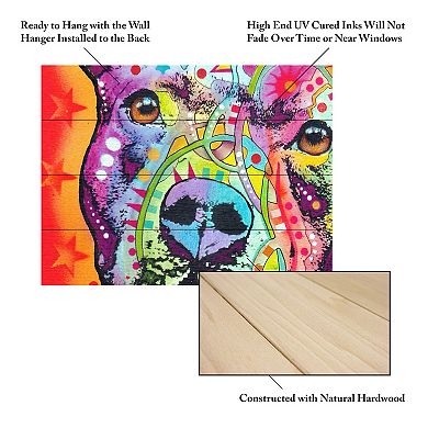 Trademark Fine Art 'Thoughtful Pitbull' Wood Slat Art