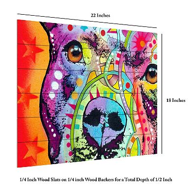 Trademark Fine Art 'Thoughtful Pitbull' Wood Slat Art
