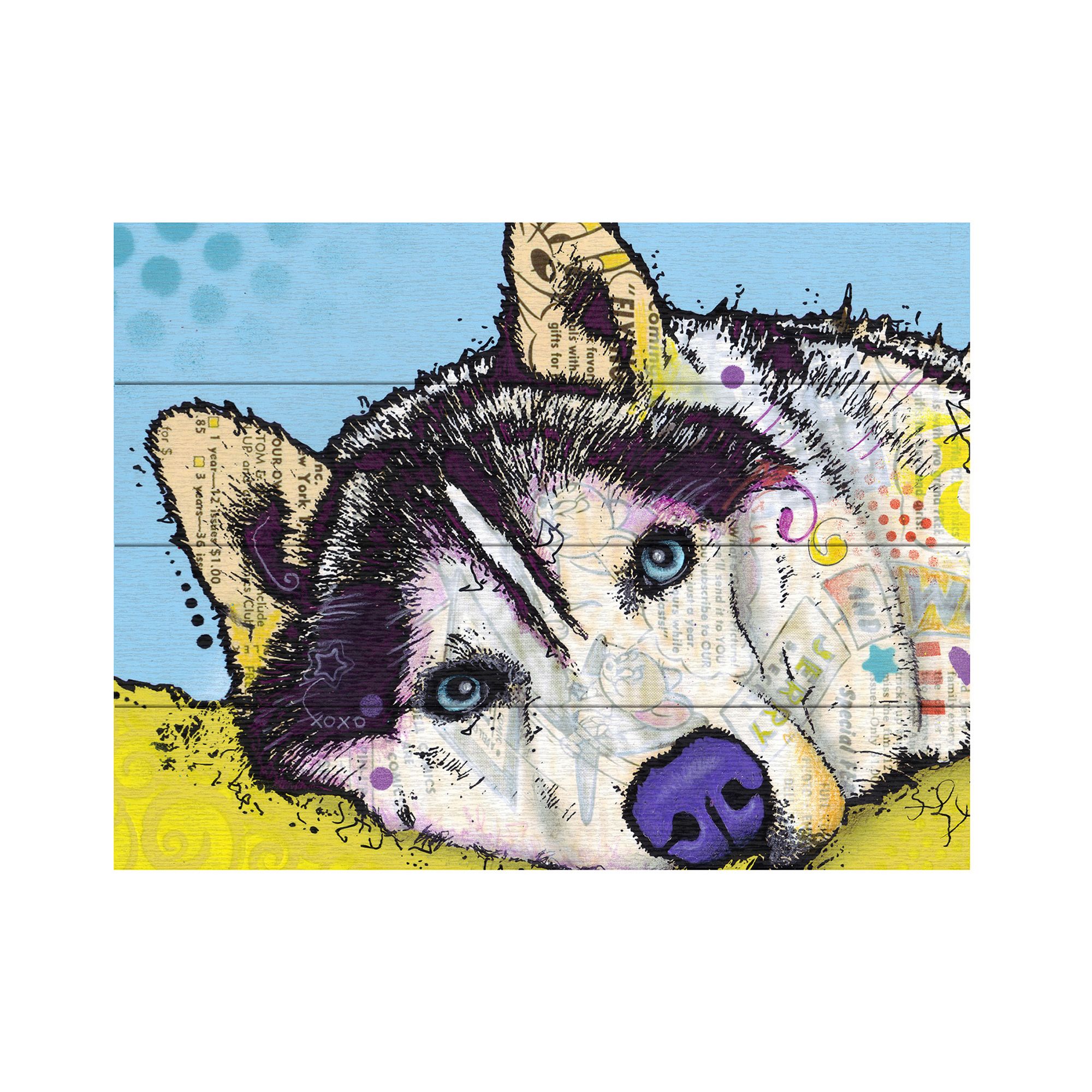Trademark Fine Art Siberian Husky II Wood Slat Art, Multi