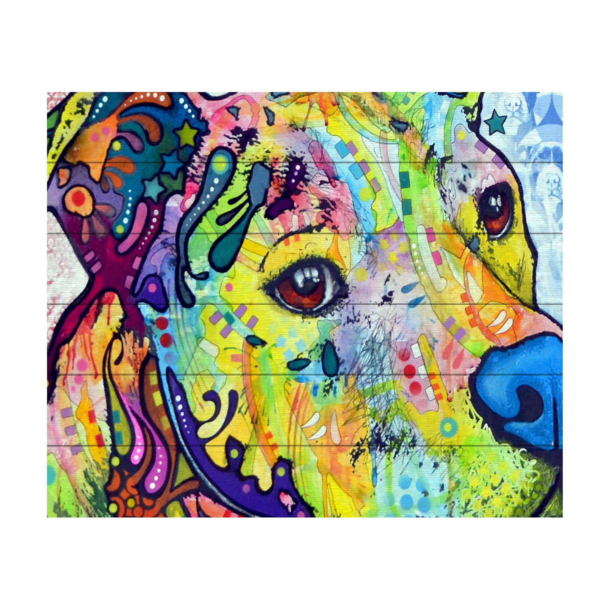 Trademark Fine Art Thoughtful Pitbull III Wood Slat Art, Multi