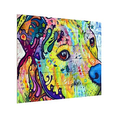 Trademark Fine Art 'Thoughtful Pitbull III' Wood Slat Art