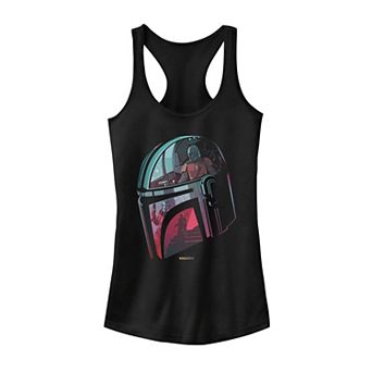 Juniors' Star Wars The Mandalorian Helmet Reflection Tank Top
