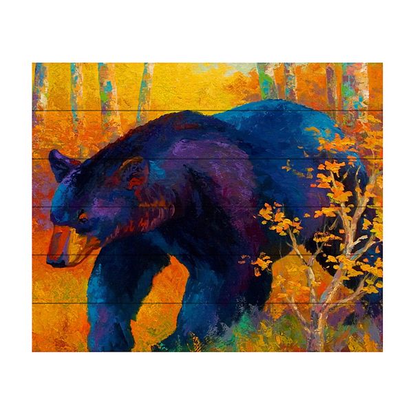 Trademark Fine Art Marion Rose 'In To Spring Black Bear' Wood Slat Art