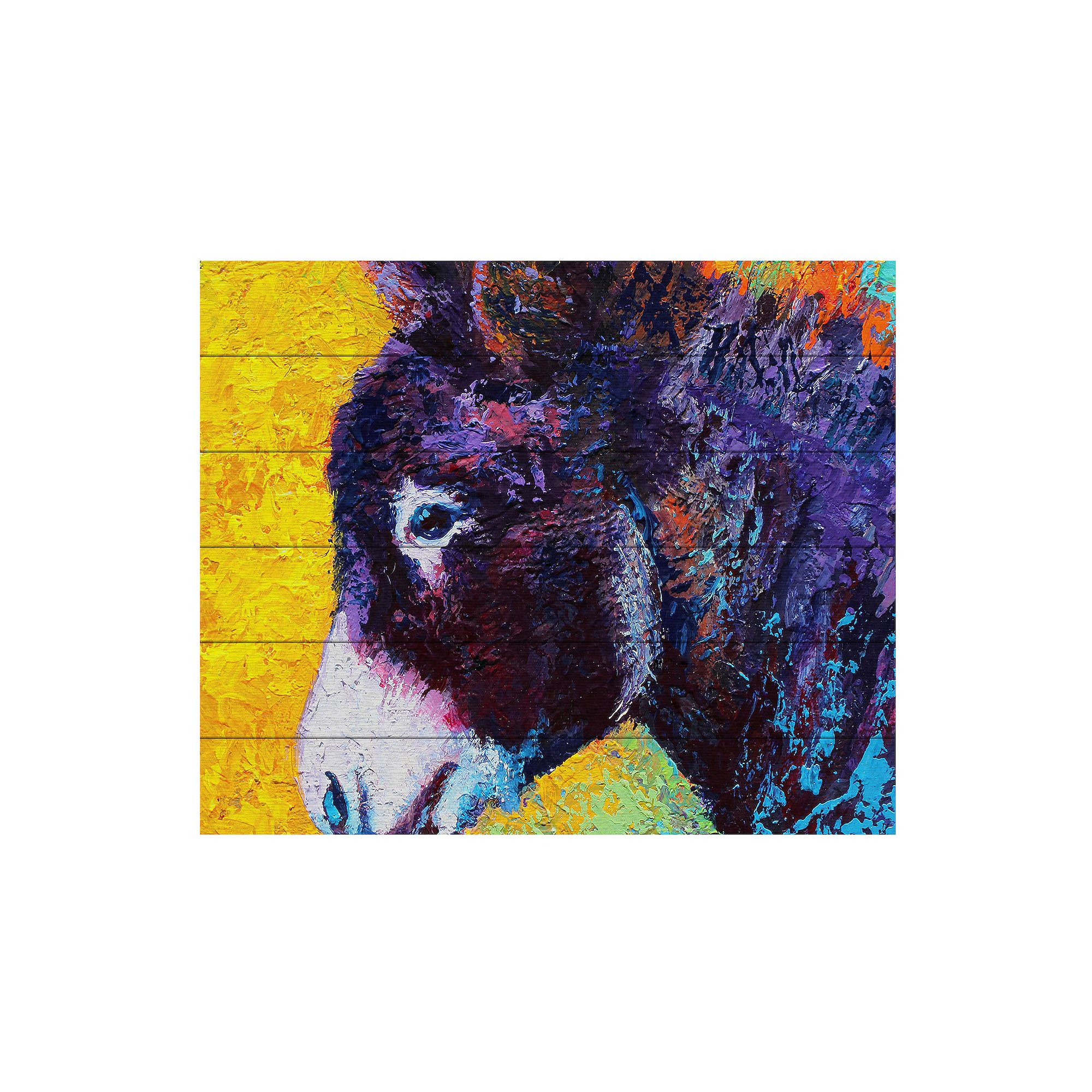 Trademark Fine Art Marion Rose Donkey Sparky Wood Slat Art, Multi
