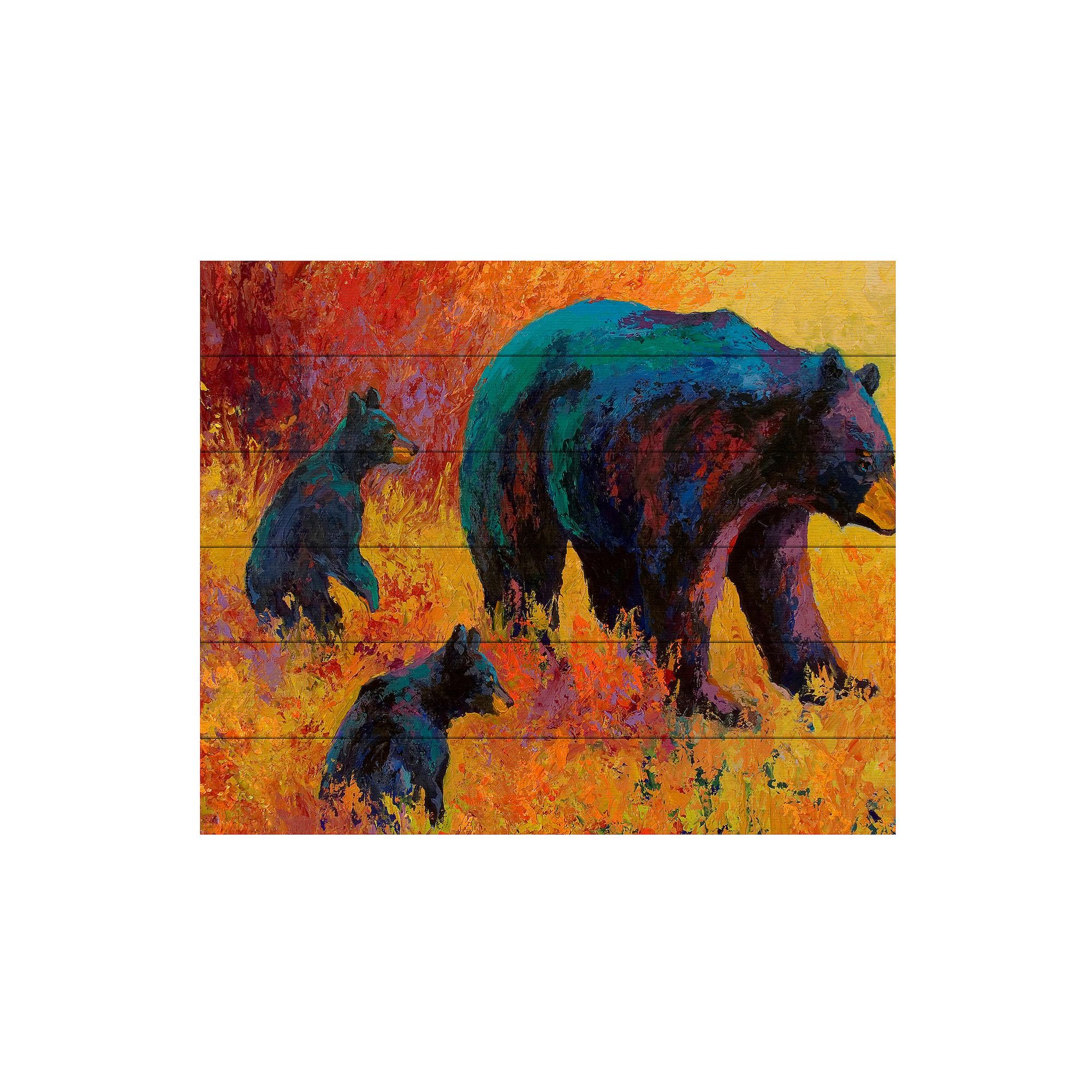 Trademark Fine Art Double Trouble Black Bear Wood Slat Art, Multi