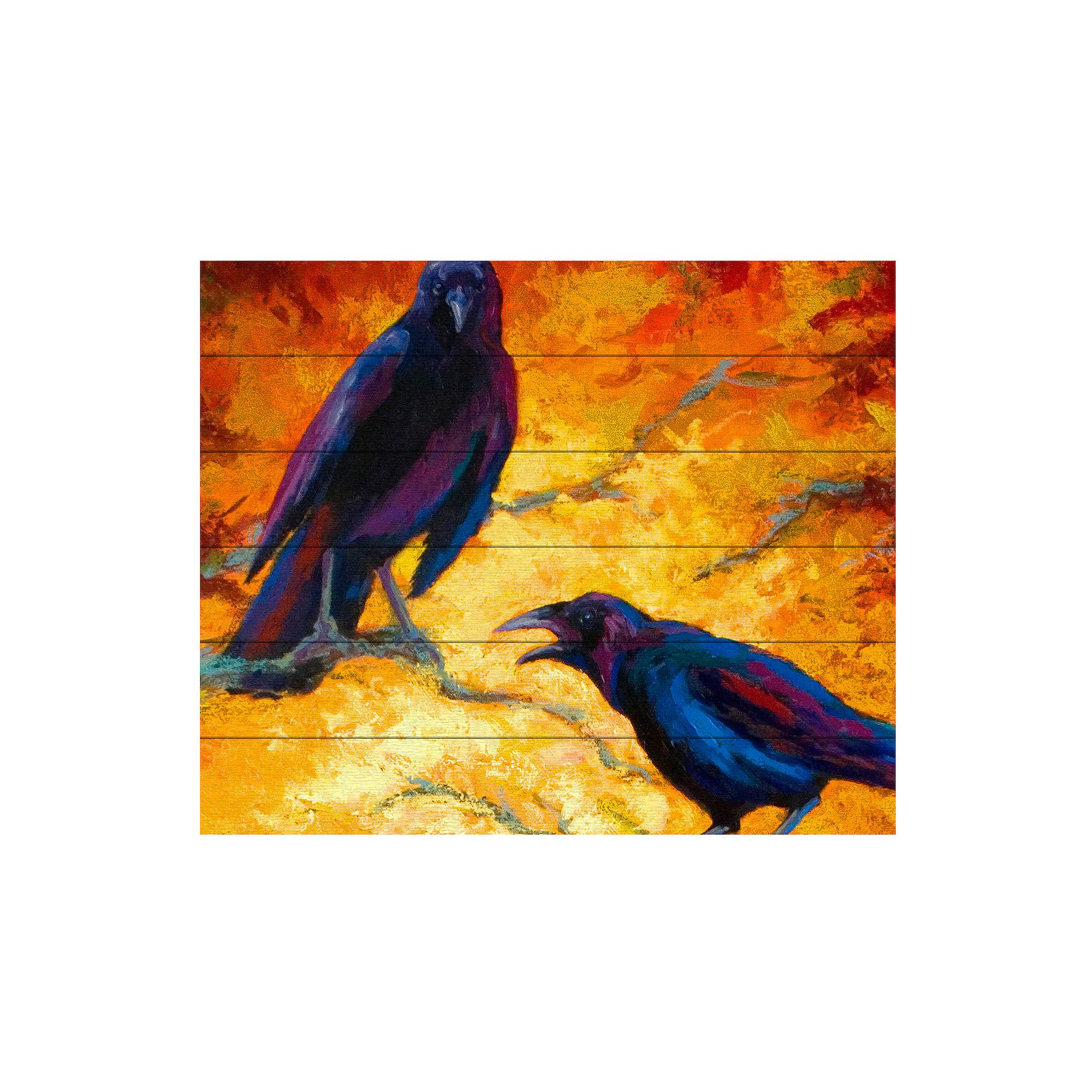 Trademark Fine Art Crows 9 Wood Slat Art, Multi