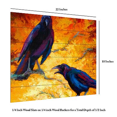Trademark Fine Art 'Crows 9' Wood Slat Art