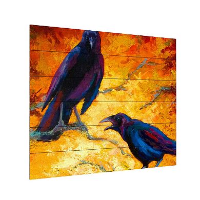 Trademark Fine Art 'Crows 9' Wood Slat Art