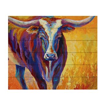 Trademark Fine Art 'Stepping Out Longhorn' Wood Slat Art