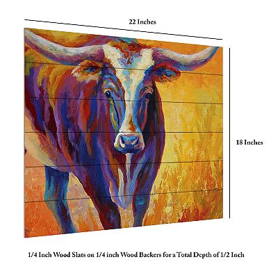 Trademark Fine Art 'Stepping Out Longhorn' Wood Slat Art