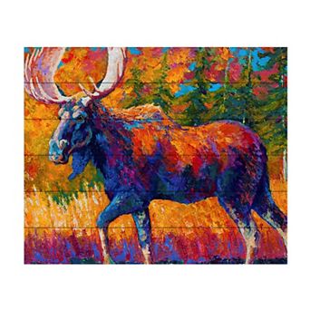 Trademark Fine Art Marion Rose 'Moose Encounter' Wood Slat Art