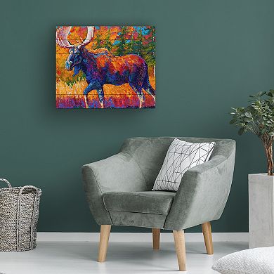 Trademark Fine Art Marion Rose 'Moose Encounter' Wood Slat Art