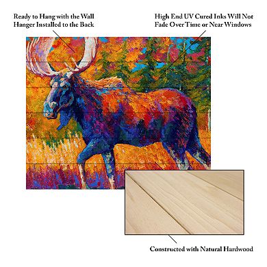 Trademark Fine Art Marion Rose 'Moose Encounter' Wood Slat Art