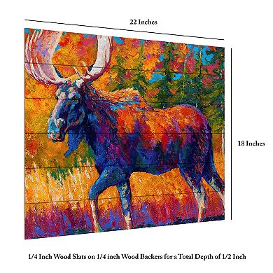 Trademark Fine Art Marion Rose 'Moose Encounter' Wood Slat Art