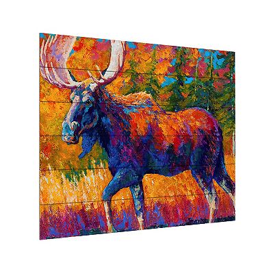 Trademark Fine Art Marion Rose 'Moose Encounter' Wood Slat Art