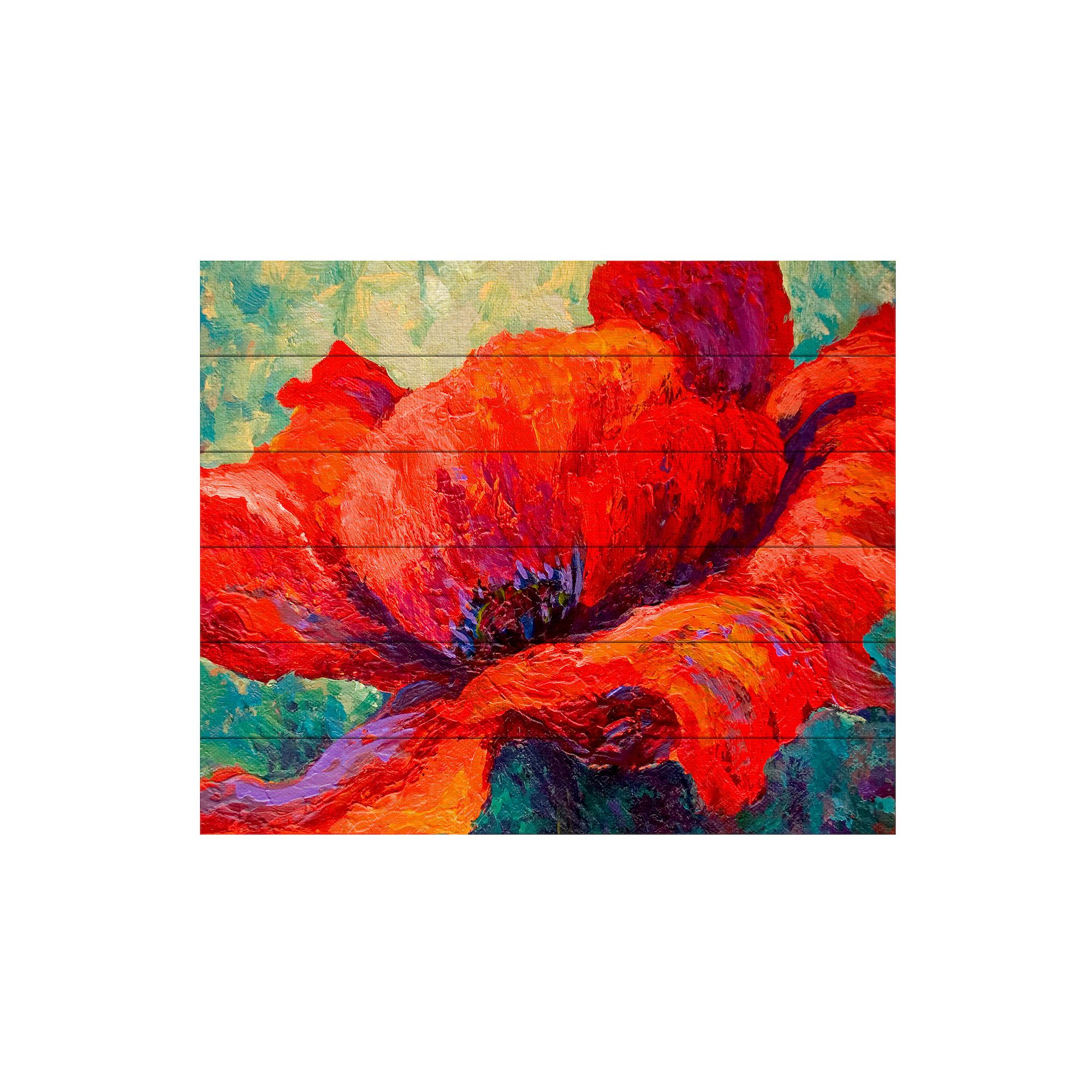 Trademark Fine Art Marion Rose Red Poppy III Wood Slat Art, Multi