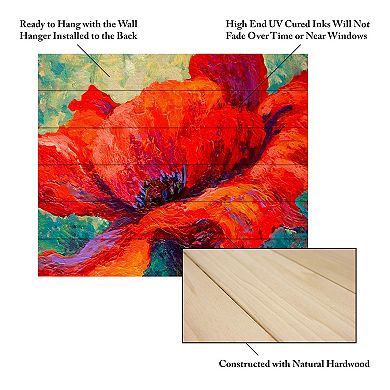 Trademark Fine Art Marion Rose 'Red Poppy III' Wood Slat Art