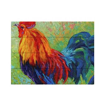 Trademark Fine Art 'Band Of Gold Rooster' Wood Slat Art