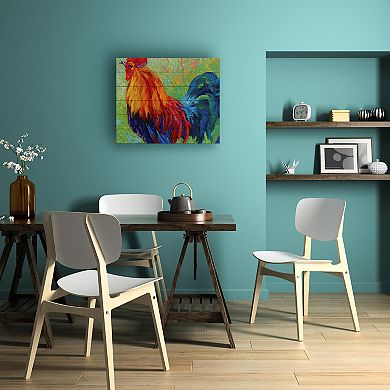 Trademark Fine Art 'Band Of Gold Rooster' Wood Slat Art