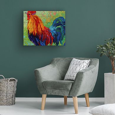 Trademark Fine Art 'Band Of Gold Rooster' Wood Slat Art