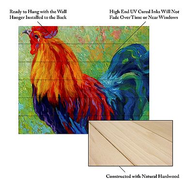 Trademark Fine Art 'Band Of Gold Rooster' Wood Slat Art