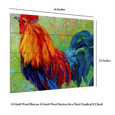 Trademark Fine Art 'Band Of Gold Rooster' Wood Slat Art
