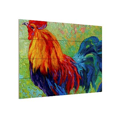 Trademark Fine Art 'Band Of Gold Rooster' Wood Slat Art