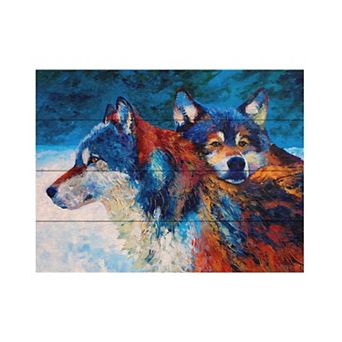 Trademark Fine Art 'Wolves' Wood Slat Art