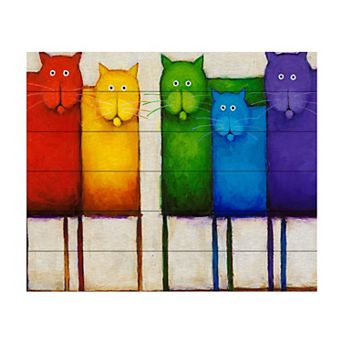 Trademark Fine Art 'Rainbow Cats' Wood Slat Art