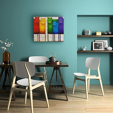 Trademark Fine Art 'Rainbow Cats' Wood Slat Art