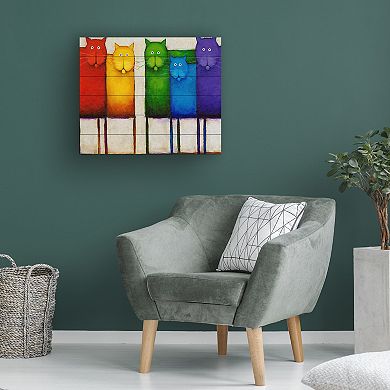 Trademark Fine Art 'Rainbow Cats' Wood Slat Art