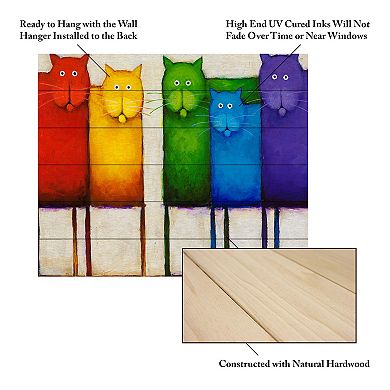 Trademark Fine Art 'Rainbow Cats' Wood Slat Art