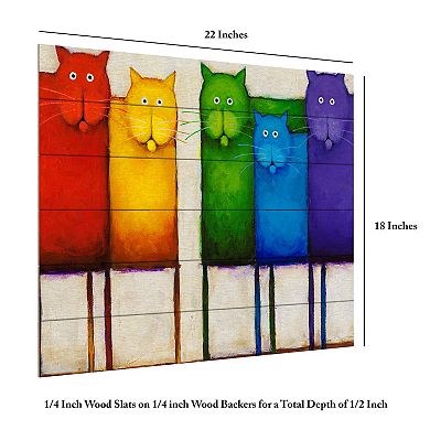 Trademark Fine Art 'Rainbow Cats' Wood Slat Art