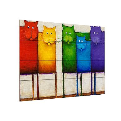 Trademark Fine Art 'Rainbow Cats' Wood Slat Art