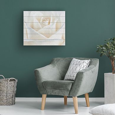 Trademark Fine Art 'Pure White Rose' Wood Slat Art