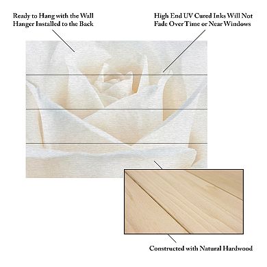 Trademark Fine Art 'Pure White Rose' Wood Slat Art