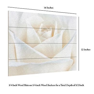 Trademark Fine Art 'Pure White Rose' Wood Slat Art