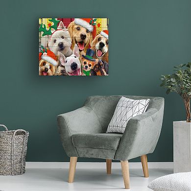 Trademark Fine Art Howard Robinson 'Christmas Dogs' Wood Slat Art