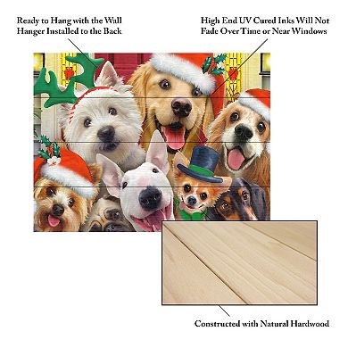 Trademark Fine Art Howard Robinson 'Christmas Dogs' Wood Slat Art