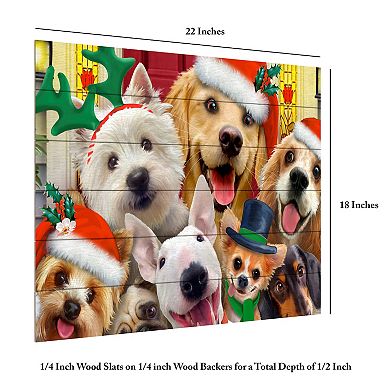 Trademark Fine Art Howard Robinson 'Christmas Dogs' Wood Slat Art