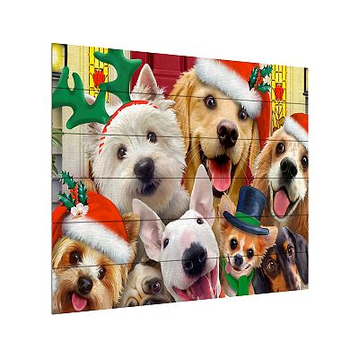 Trademark Fine Art Howard Robinson 'Christmas Dogs' Wood Slat Art