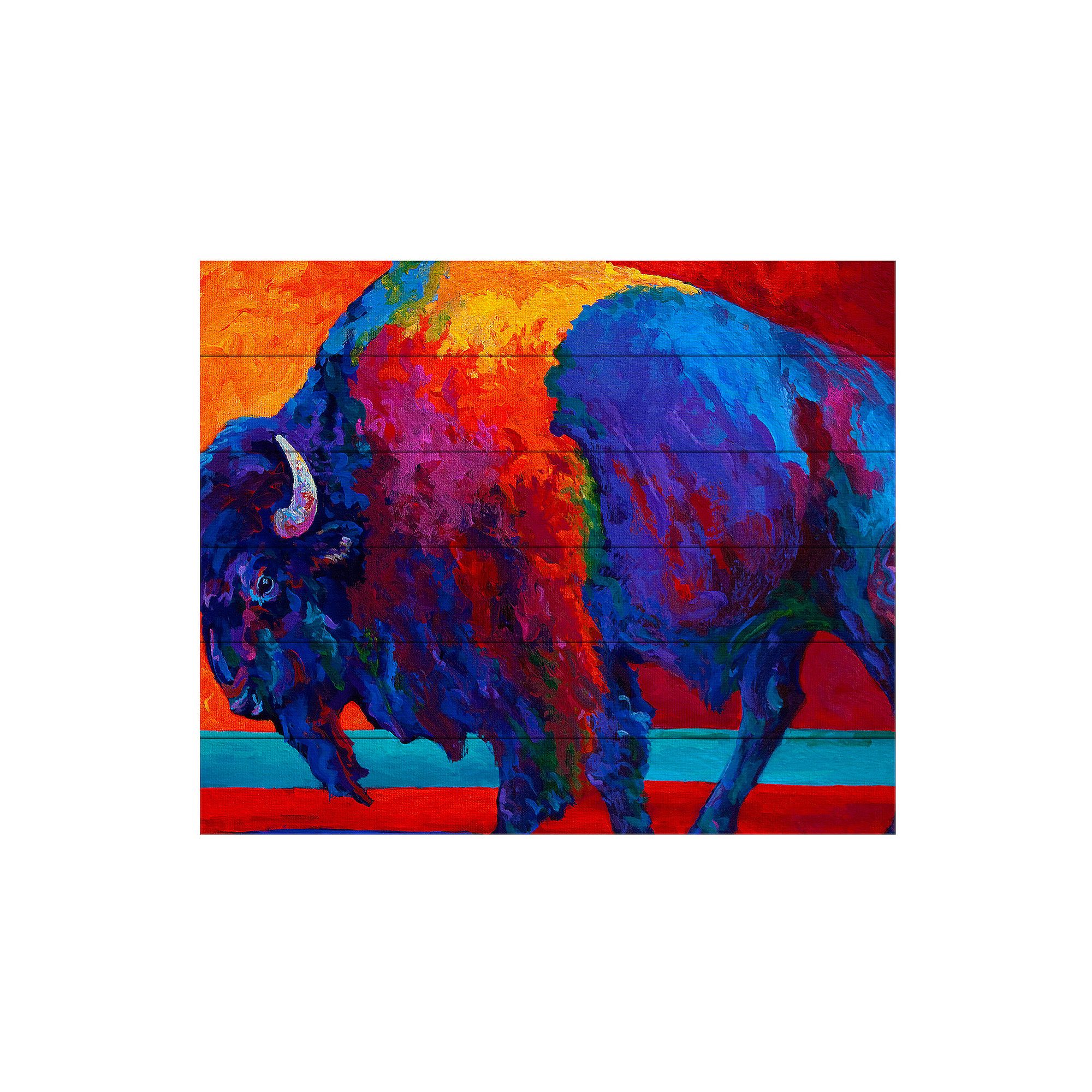 Trademark Fine Art Abstract Bison Wood Slat Art, Multi