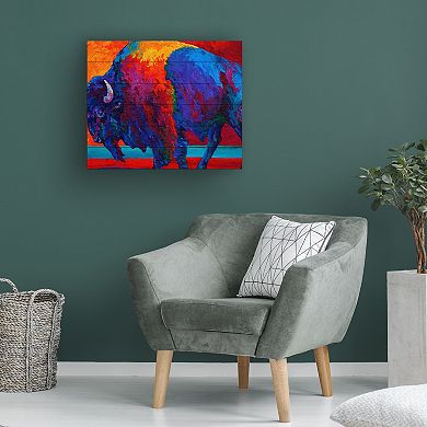 Trademark Fine Art 'Abstract Bison' Wood Slat Art