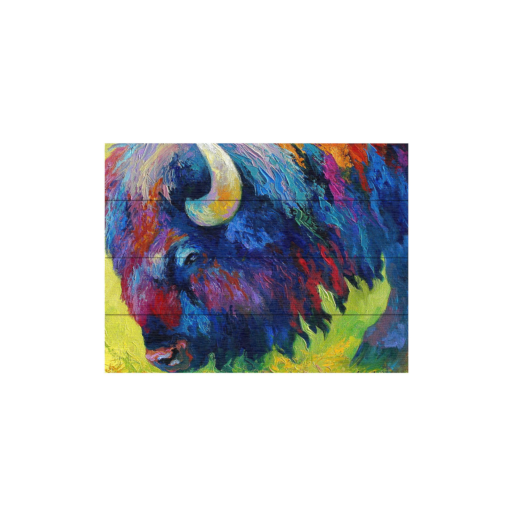 Trademark Fine Art Marion Rose Bison Portrait II Wood Slat Art, Multi