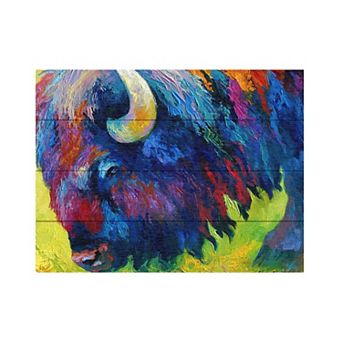 Trademark Fine Art Marion Rose 'Bison Portrait II' Wood Slat Art