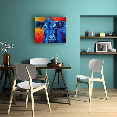 Trademark Fine Art 'Blue Cow' Wood Slat Art